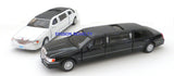Set of 2 Lincoln Town Car Stretch Limousines Diecast Cars with Pullback Action