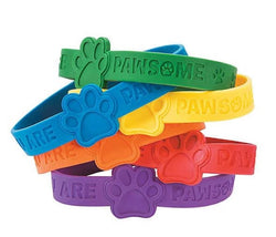 Paw Print Rubber Bracelets - Two Dozen 24
