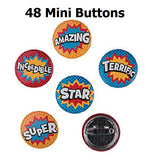 Superhero Sayings Mini Metal Buttons (48 per order)