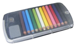 Set of 12 Mini Color Pencils, Sharpener and Eraser