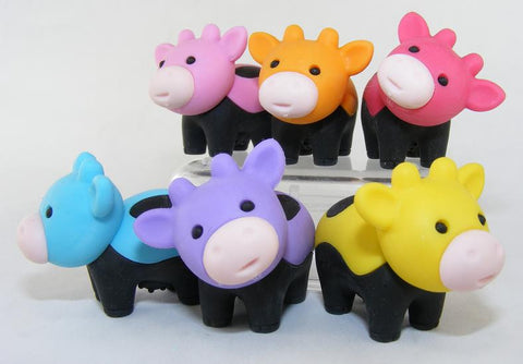 Iwako Cow Erasers with Black Feet Set of 6
