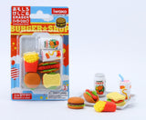 Iwako Burger Shop Fast Food Erasers Set of 6 and Tray