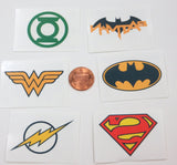 DC Superhero Logos Temporary Tattoos Made in USA (72 Per Order)