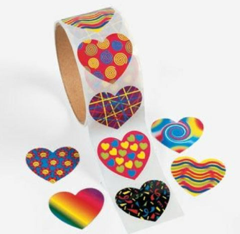 Funky Hearts Sticker Roll (100 Stickers)
