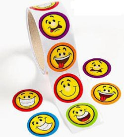Goofy Smiley Faces Sticker Roll (100 Stickers)