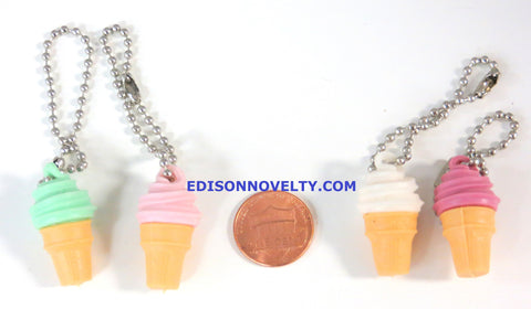 Ice Cream Cones Charms with Ball Chains - 1 Dozen
