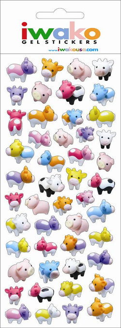 Iwako Cow and Pig Gel Sticker