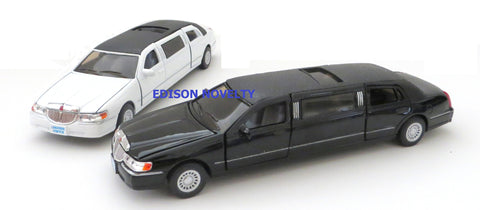 Set of 2 Lincoln Town Car Stretch Limousines Diecast Cars with Pullback Action