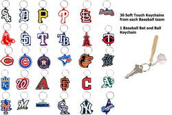 MLB Baseball Soft Touch Keychain Charms Set of 31 (30Teams+Baseball Bat)