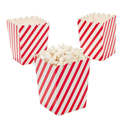 Two Dozen Mini Red & White Striped Popcorn Boxes 4"