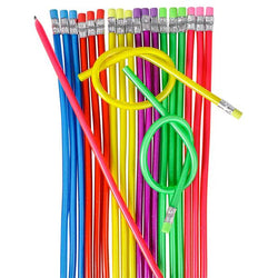 One Dozen (12) Flexible Pencils 12.5" Inches long in Assorted Colors