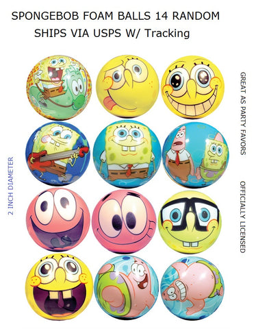 Fourteen (14) Spongebob Foam Balls **2 Inch Diameter **